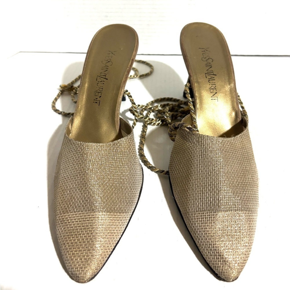 Yves Saint Laurent Metallic Gold Mules